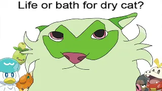 "Life or bath for dry Sprigatito?"