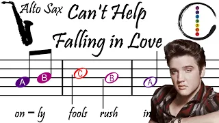 Can't Help Falling in Love - Alto Saxophone Beginner Sheet Music with Easy Notes & Letters