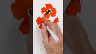 How to Paint a Watercolor Poppy in a Minute for Beginners #realtime #watercolor #nowpaintthis