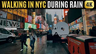 Rainy Morning Walk at Times Square, Manhattan | NYC 4K 🇺🇸