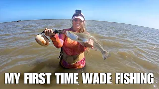 My FIRST TIME Wade Fishing in Matagorda, Texas! (Only Panicked a Little..😅)