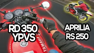 YAMAHA RD350 Vs APRILIA RS250 - MASSIVE 2-Stroke sound !