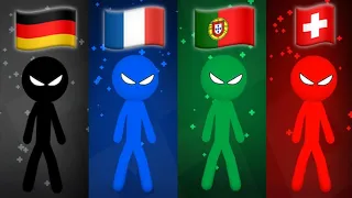 Germany vs France vs Portugal vs Switzerland in the game Stickman Party | INTERNATIONAL GAMES 🗺️