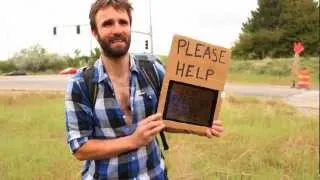 Homeless Man uses iPad to Panhandle
