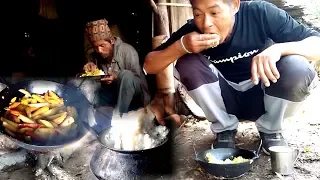 Cooking in jungle ( Buffalo-shed ) & Eating || Jungle  Life Of Nepal || Buffalo-herd lifestyle ||