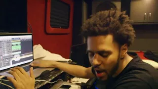 J.cole making a classic beat in the tour bus