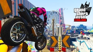 GTA V Online: FÚRIA EM DUAS RODAS #108: CORRIDA NO PARQUE DE DIVERSÃO NADA DIVERTIDO