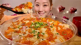 ASMR Sashimi Rice Bowl【Mukbang/ Eating Sounds】【English subtitles】