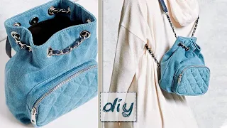 DIY Denim Quilted Design Backpack Sewing 😍 Bag Making at home from Cloth