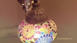DEMMEX Turkish Moroccan Handmade Colorful Mosaic Plug In Hanging Ceiling Light Chandelier w 7 Globes