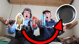 EATING Only What We CATCH FOR 24 HOURS!! (hangry moments)