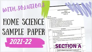 Home Science class 12 term 2 sample paper with solutions | CBSE | 2022 | section A | important ques