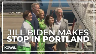 First Lady Jill Biden makes a brief stop in Portland