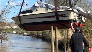 Newenden boat lift spring 2023 Shetland 570 River Rother Kent/Sussex