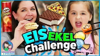 Eiscreme Sandwich Ekel Challenge! Eis auf Pizza?! Geschichten und Spielzeug