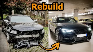 Rebuilding totaled $5000 Audi S5 V8 in 9 minutes