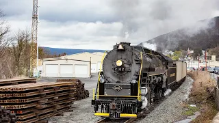 Reading and Northern 2102 Steam Train Hauling Hoppers Past the KME Facility in Nesquehoning.