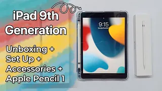 iPad 9th Generation Unboxing and Set Up + ESR Tempered Glass Screen Protector + Apple Pencil 1