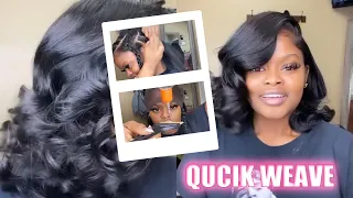 HOW TO NATURAL LOOKING SIDE PART QUICK WEAVE (cap method) | #alipearlhair