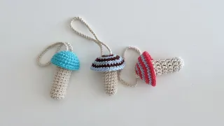 [Crochet with me🤍] 코바늘 버섯 립밤 케이스 키링 뜨기🍄 Crochet mushroom lip balm holder keyring Tutorial