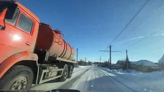 Road ❄️💨 Russia snow winter🌡-18 15.02.2024 15:53 to Magnitogorsk city -18