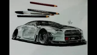 Nissan GTR R35 Liberty Walk Drawing