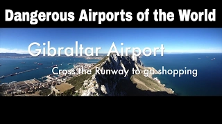 Dangerous Gibraltar Airport - Cross the Runway for shopping - 4 lane car crossing