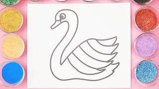 Glitter and Sand Art Handcraft  Lovely Swan  Coloring