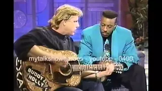 GARY BUSEY PLAYS 'BUDDY HOLLY'S' GUITAR