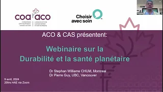 Webinaire de l'ACO sur la durabilité et la santé planétaire (Sustainability and Planetary Health)