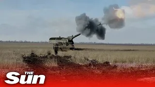 Ukrainian cannoneers fire German-made howitzers in Donbas