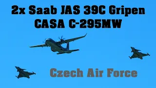 2x Saab JAS 39C Gripen + CASA C-295MW Czech Air Force | Pardubice Airshow 2023 | 4K