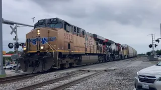 UP MFWDAB with CN ET44 & UP GP38-2 at Grand Prairie, TX (May 2, 2024)