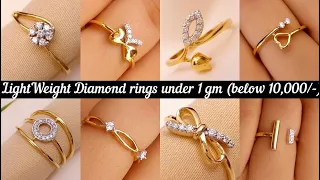 Latest Gold Diamond Women Finger Ring Designs With weight and Price| Diamond ring designs below 1 gm