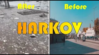 The war in Ukraine -  Kharkov before and after