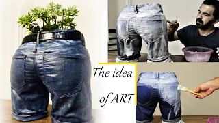 A Wonderful Flower Pot with Jeans