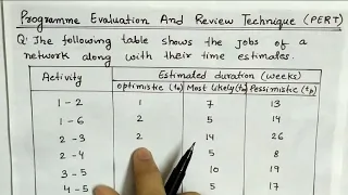 Lec-38 Program Evaluation And Review Technique In Hindi | PERT in Operation Research