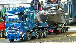 MEGA RC TRUCK YACHT TRANSPORT!! RC TRUCKS, RC TRACTOR, RC EXCAVATOR, SCANIA, ACTROS, AROCS