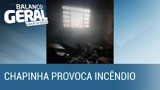 Mulher esquece chapinha na tomada e provoca incêndio