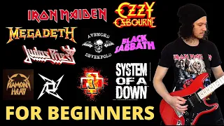 10 EASY metal guitar RIFFS | SONGS every beginner can learn with tabs Feat. Glarry music