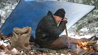 Cold Weather Camp Setup: Survival Shelter, Fire, Debris Bed