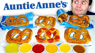 I tried EVERY menu item from Auntie Anne's... BEST AND WORST - Cheese Pretzels Taste Test!