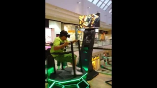 Guy freaks out in mall while playing virtual reality rollercoaster