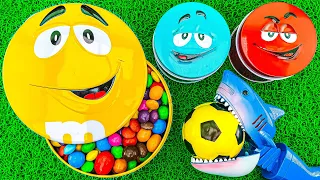 Space Satisfying Video | Full of Container M&M's Candy with Magic Color Duck & Funny Dinosaur ASMR