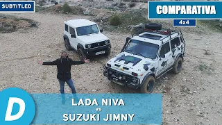 4x4 test, to the limit! Lada Niva vs. Suzuki Jimny | Offroad test | SUBTITLED