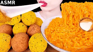 ASMR MUKBANG｜CHEESY CARBO FIRE NOODLES, CHEESE BALLS 꾸덕꾸덕 까르보 불닭볶음면, 뿌링클 치즈볼 EATING SOUNDS 먹방