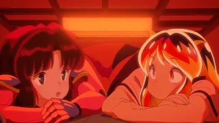 Lum talks to Asuka under a "kotatsu". What's in Asuka's scroll?  0_o  "Urusei Yatsura 2024" - うる星やつら