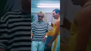 Freddie Mercury and Roger Taylor Backstage Knebworth (1986)