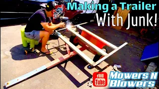 MAKING A HOMEMADE UTILITY GARDEN TRAILER WITH THE NEIGHBORS GARBAGE METAL FABRICATION STICK WELDING