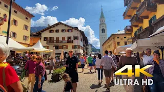 4K WALK in CORTINA D’AMPEZZO Italy | Short Walk in Superb Old Town of northern Italy (60fps)